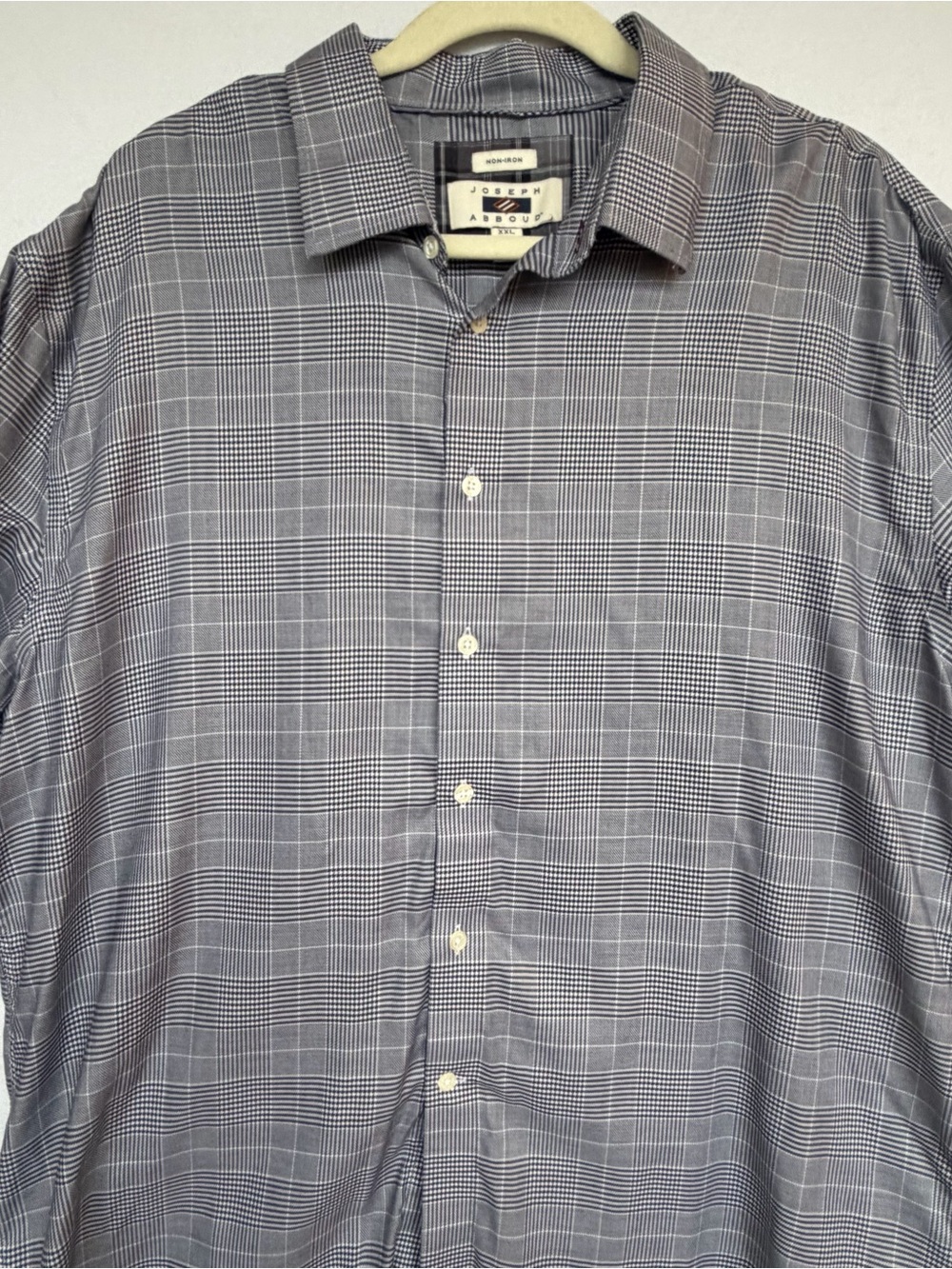 Joseph Abboud Classic Mens Grey Plaid Button-Up Dress Shirt XXL